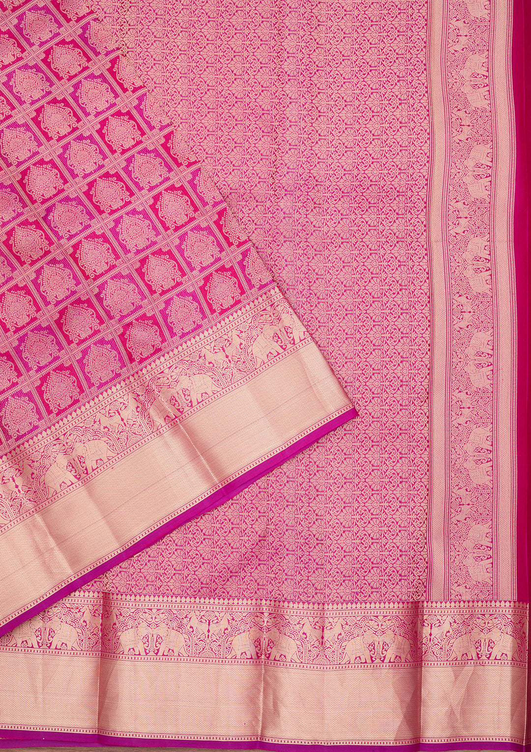 Wine Zariwork (Gold) Pure Silk Saree