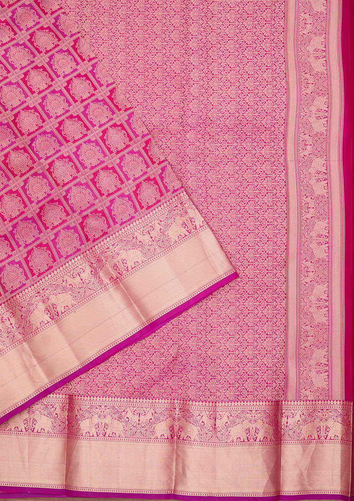 Wine Zariwork (Gold) Pure Silk Saree