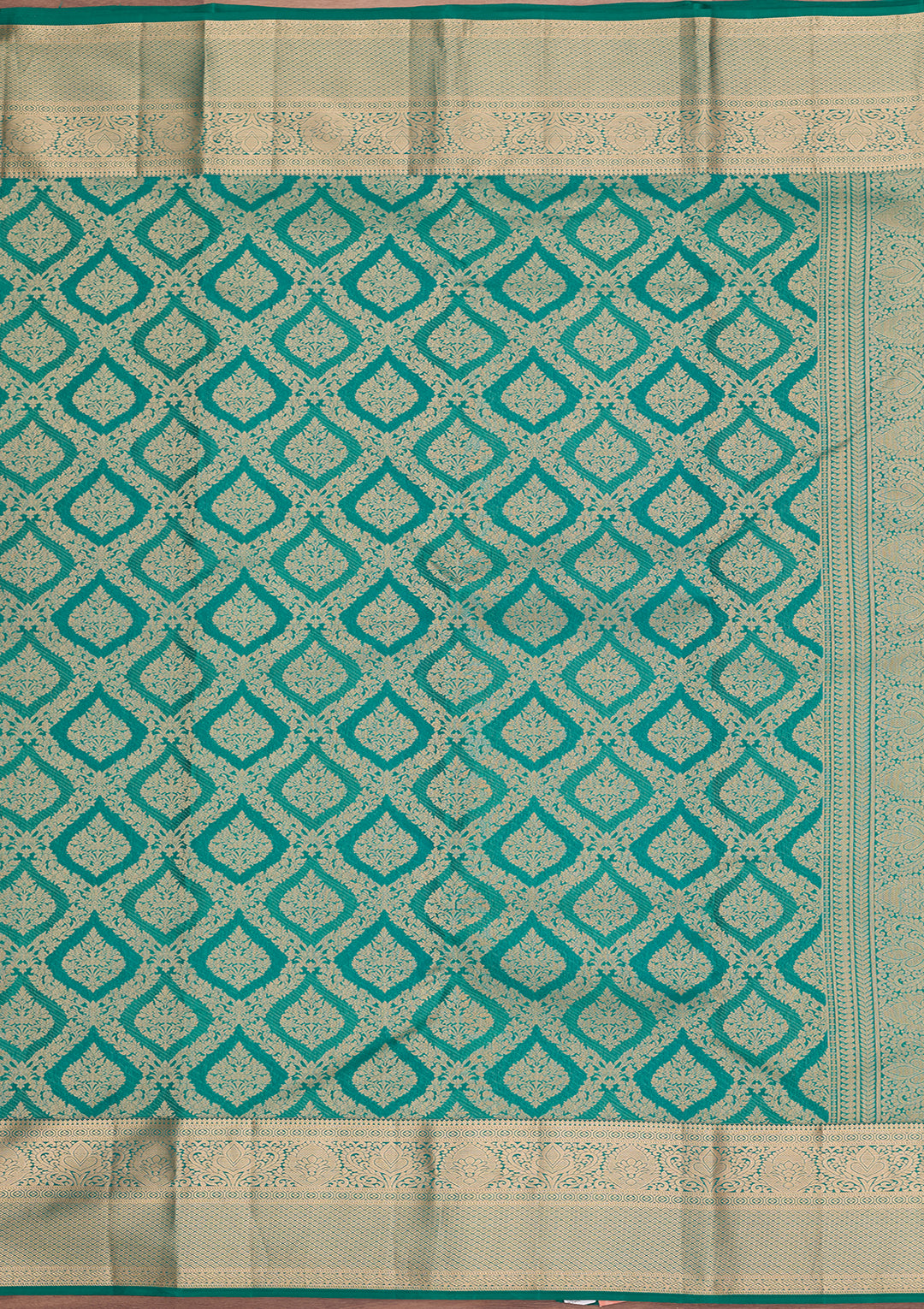 Peacock Green Zariwork (Gold) Pure Silk Saree