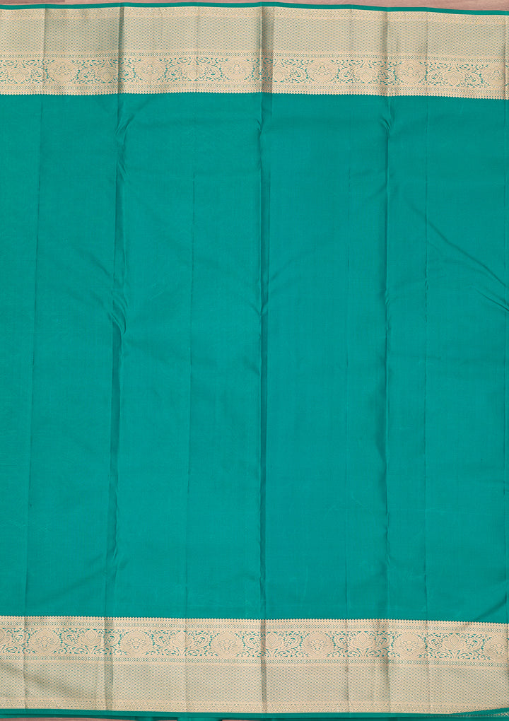 Peacock Green Zariwork (Gold) Pure Silk Saree