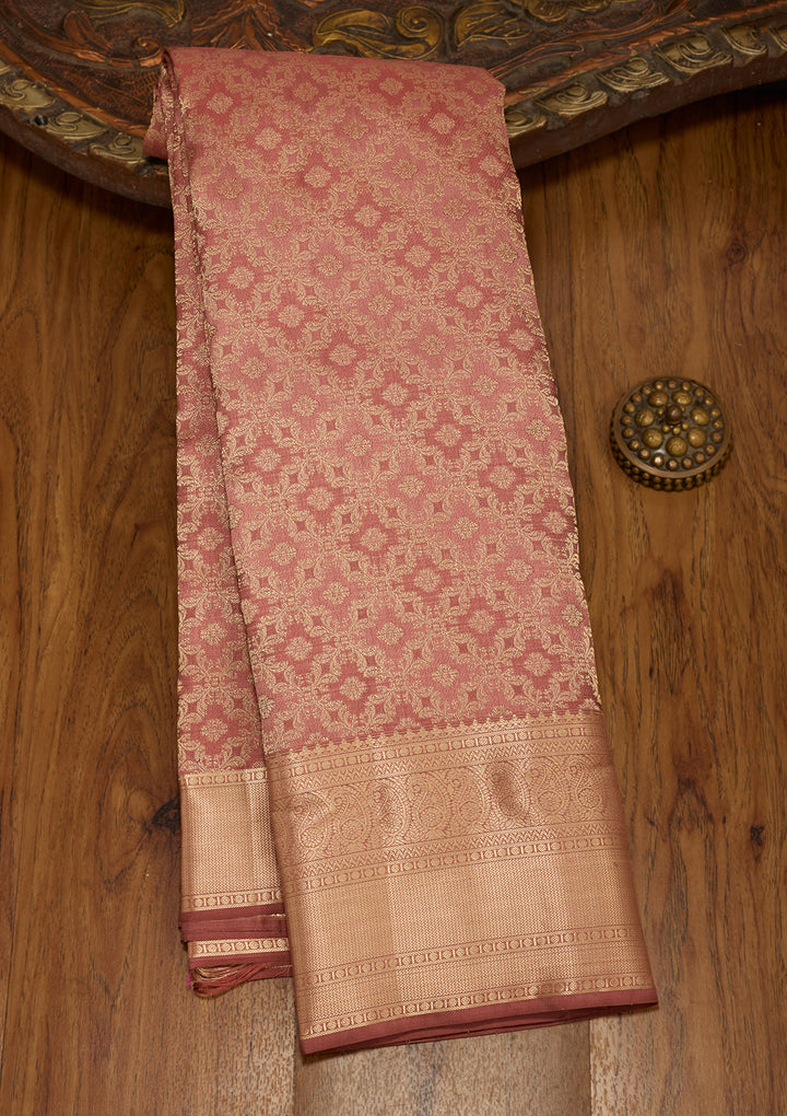 Brown Zariwork (Gold) Silk Saree