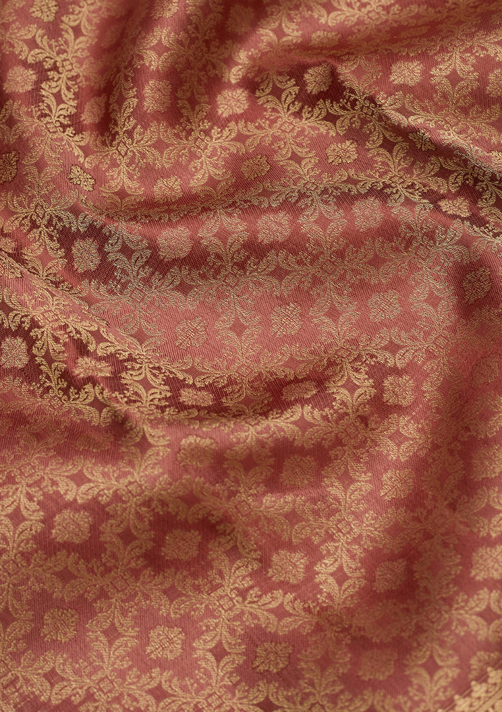 Brown Zariwork (Gold) Silk Saree