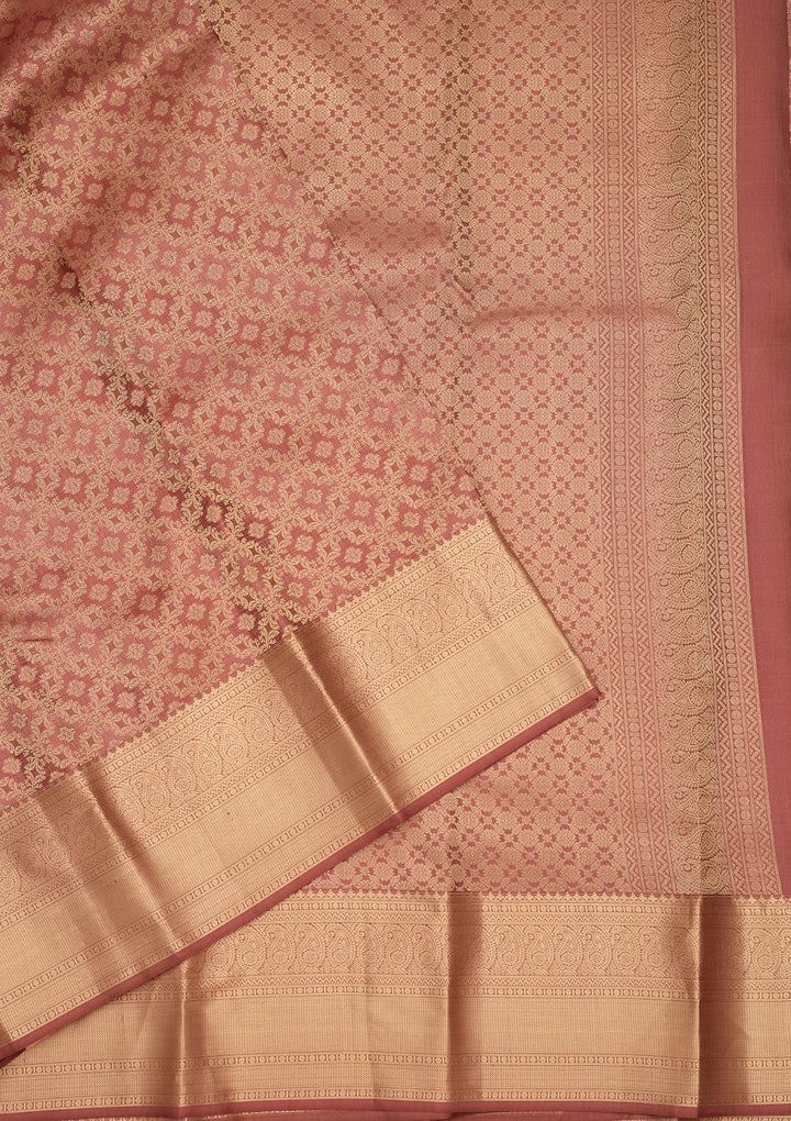 Brown Zariwork (Gold) Silk Saree