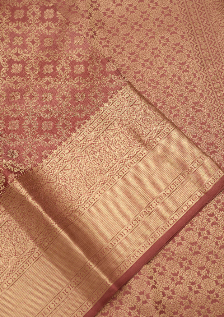 Brown Zariwork (Gold) Silk Saree