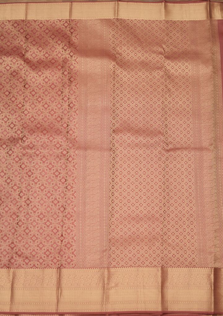 Brown Zariwork (Gold) Silk Saree