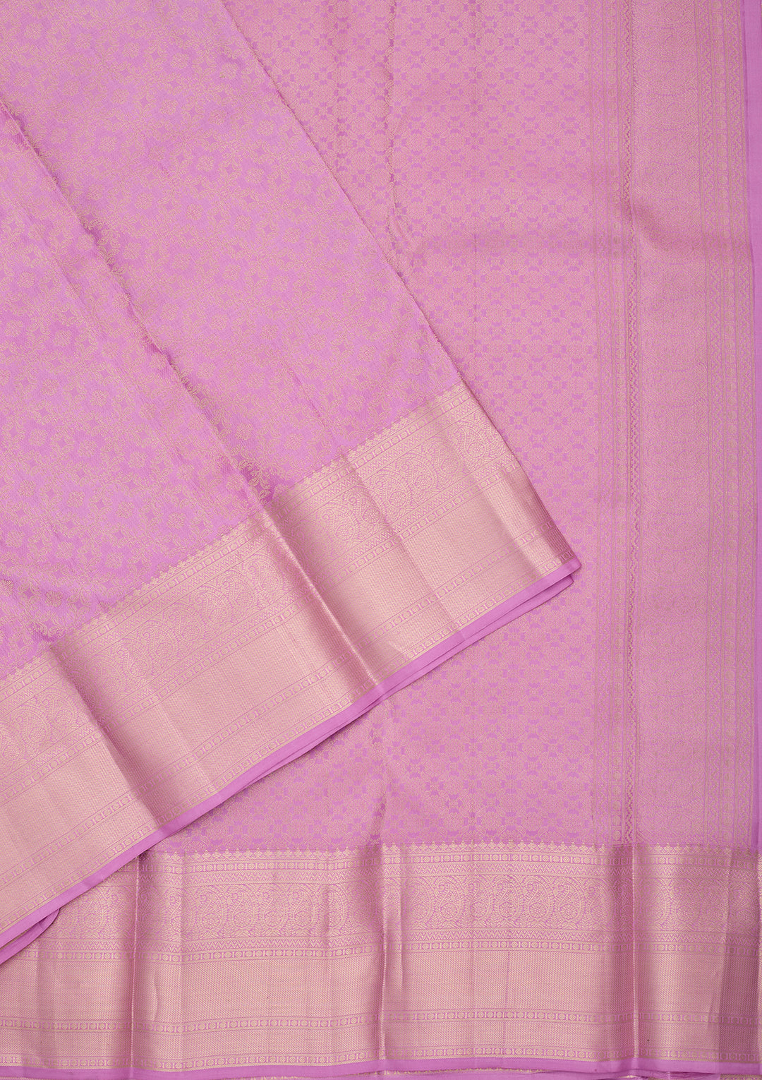 Light Lavender Silk Jaal Gold Zariwork Saree With Matching Blouse Piece