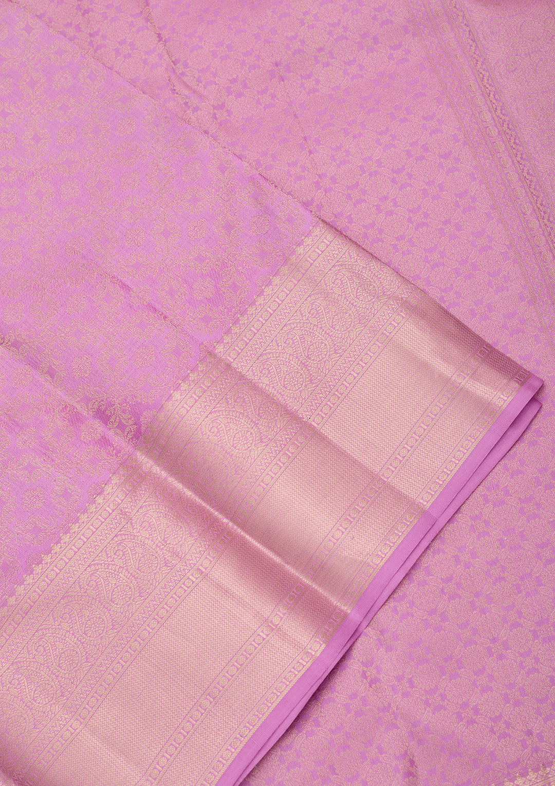 Light Lavender Silk Jaal Gold Zariwork Saree With Matching Blouse Piece