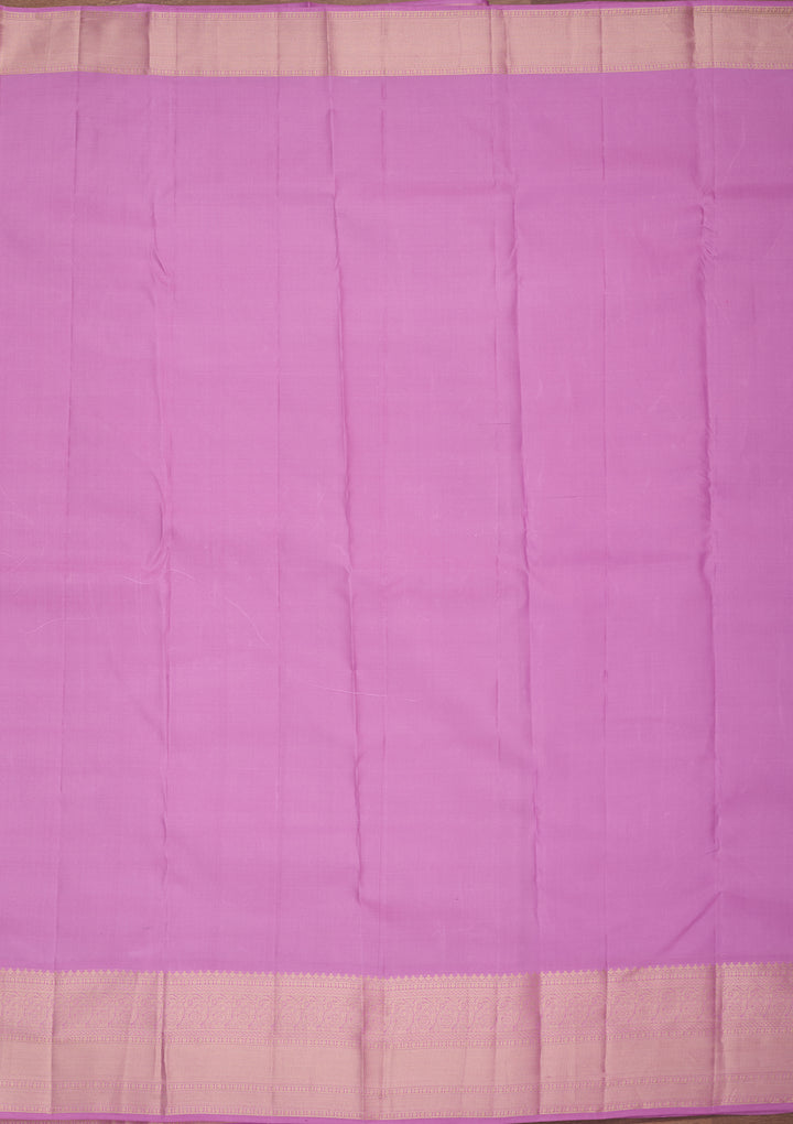 Light Lavender Silk Jaal Gold Zariwork Saree With Matching Blouse Piece