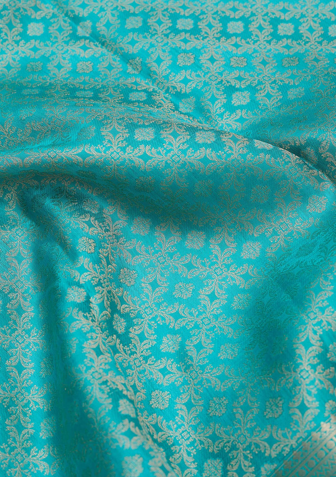Turquoise Blue Zariwork (Silver) Silk Silk_Saree