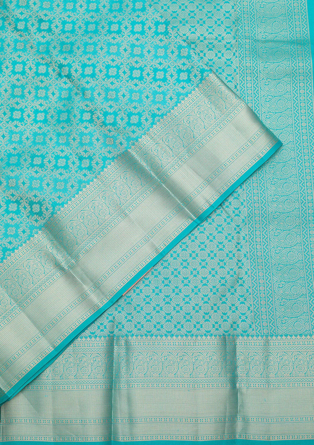 Turquoise Blue Zariwork (Silver) Silk Silk_Saree