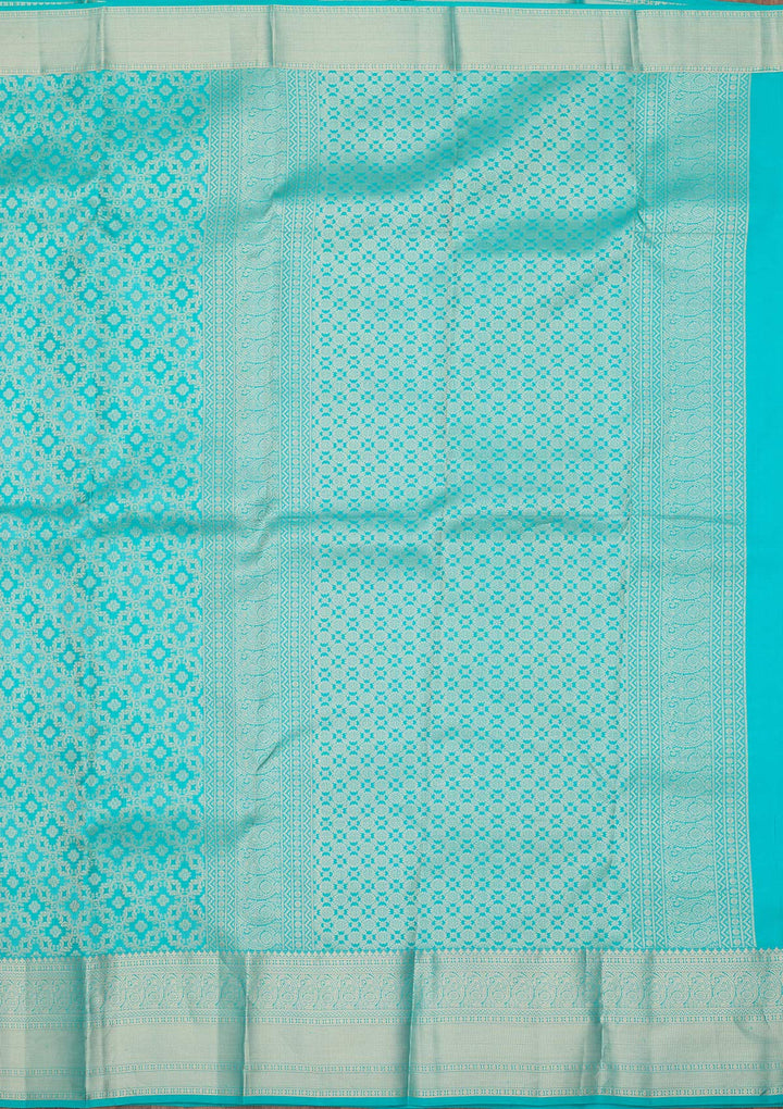 Turquoise Blue Zariwork (Silver) Silk Silk_Saree