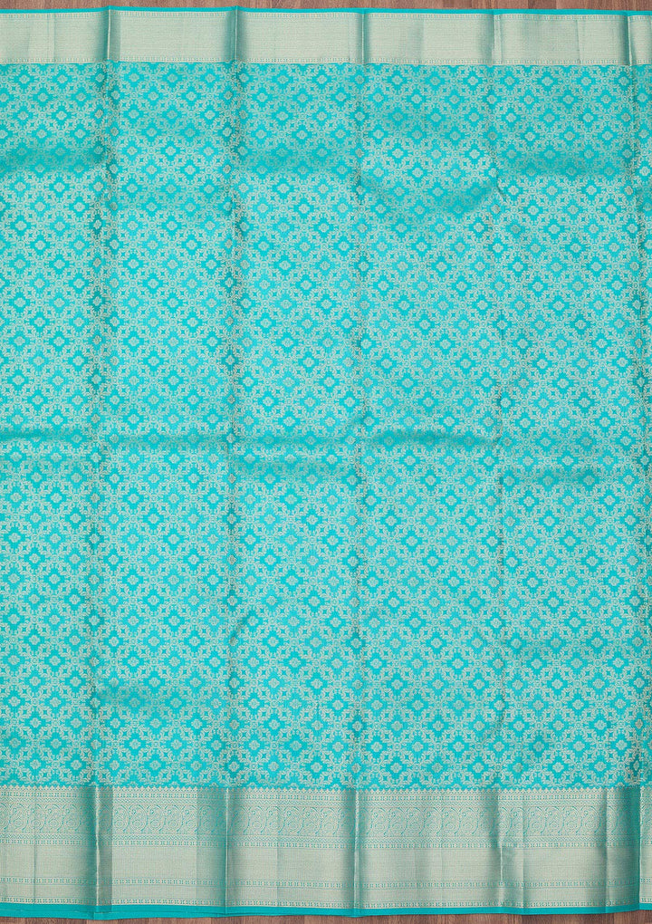 Turquoise Blue Zariwork (Silver) Silk Silk_Saree