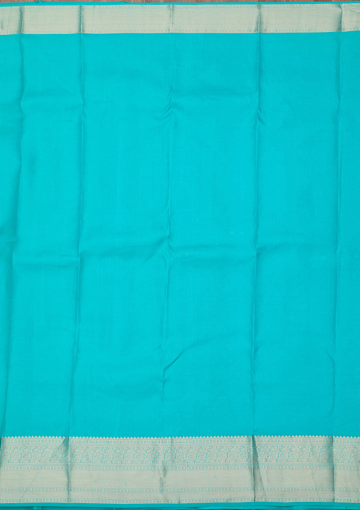 Turquoise Blue Zariwork (Silver) Silk Silk_Saree