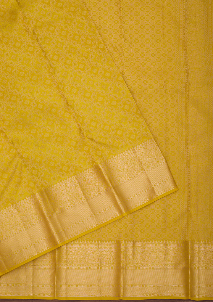 Yellow Zariwork (Gold) Pure Silk Saree