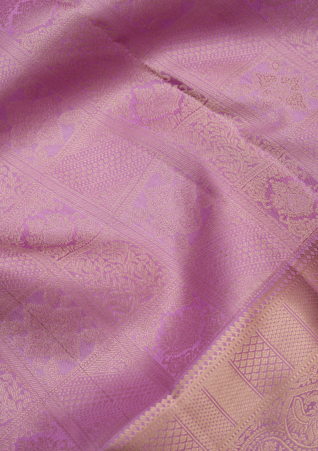 Lavender Silk Jaal Silver Zariwork Saree With Matching Blouse Piece