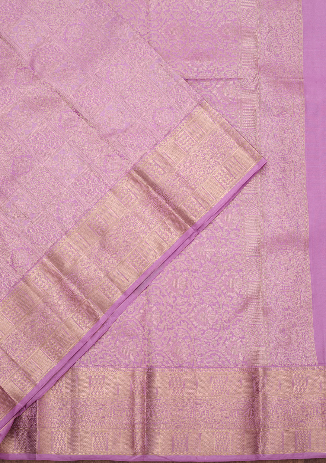 Lavender Silk Jaal Silver Zariwork Saree With Matching Blouse Piece
