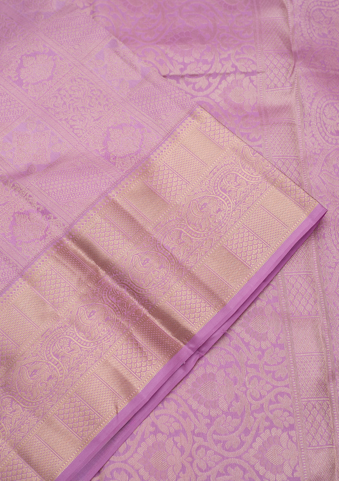Lavender Silk Jaal Silver Zariwork Saree With Matching Blouse Piece