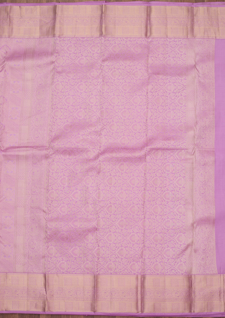 Lavender Silk Jaal Silver Zariwork Saree With Matching Blouse Piece