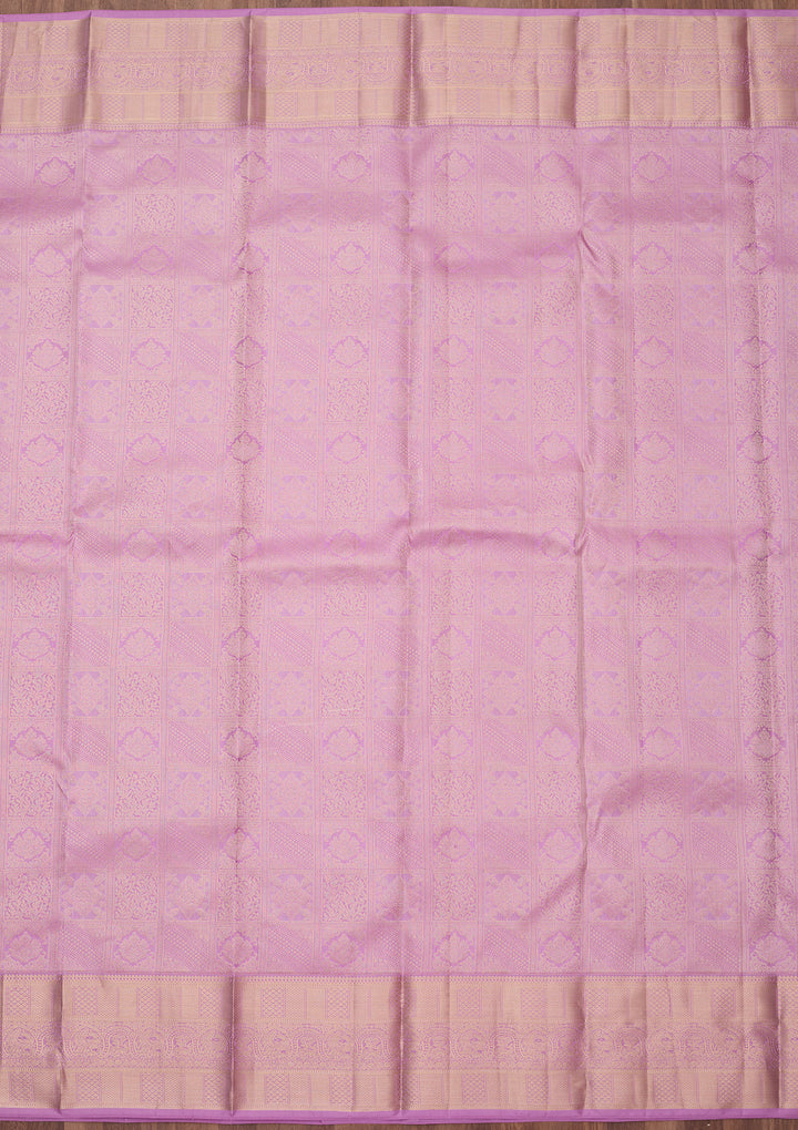 Lavender Silk Jaal Silver Zariwork Saree With Matching Blouse Piece