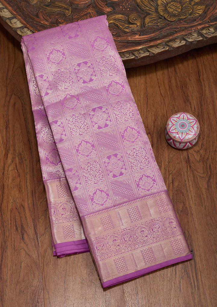 Light Lavender Zariwork Pure Silk Saree