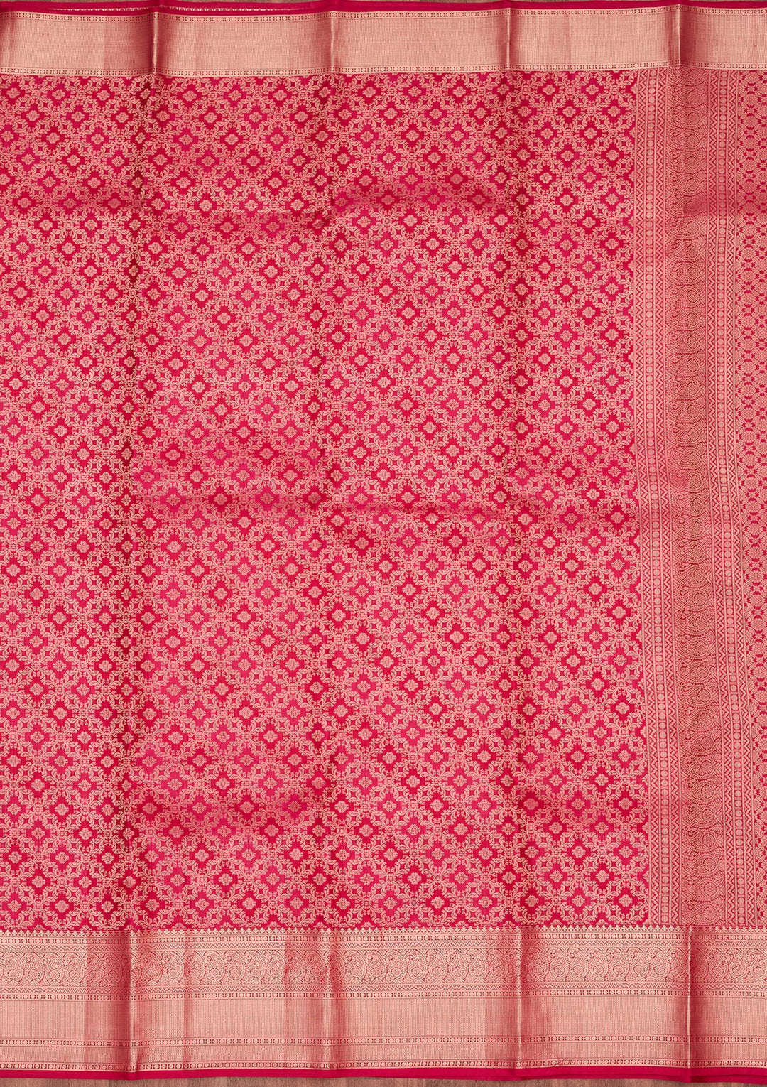 Rani Pink Silk Jaal Saree With Matching Blouse Piece