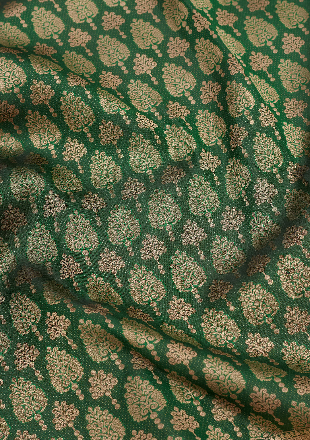 Bottle Green Silk Jaal Saree With Matching Blouse Piece