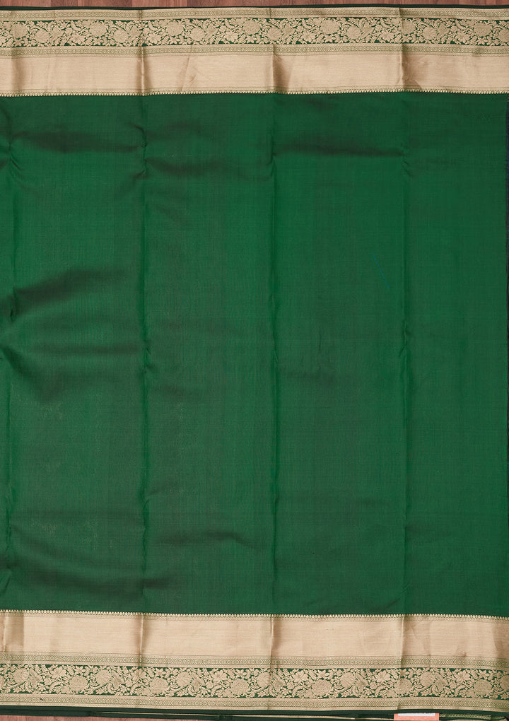 Bottle Green Silk Jaal Saree With Matching Blouse Piece