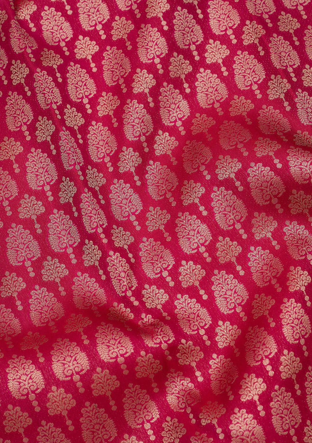 Magenta Pink Silk Jaal Gold Zariwork Saree With Matching Blouse Piece