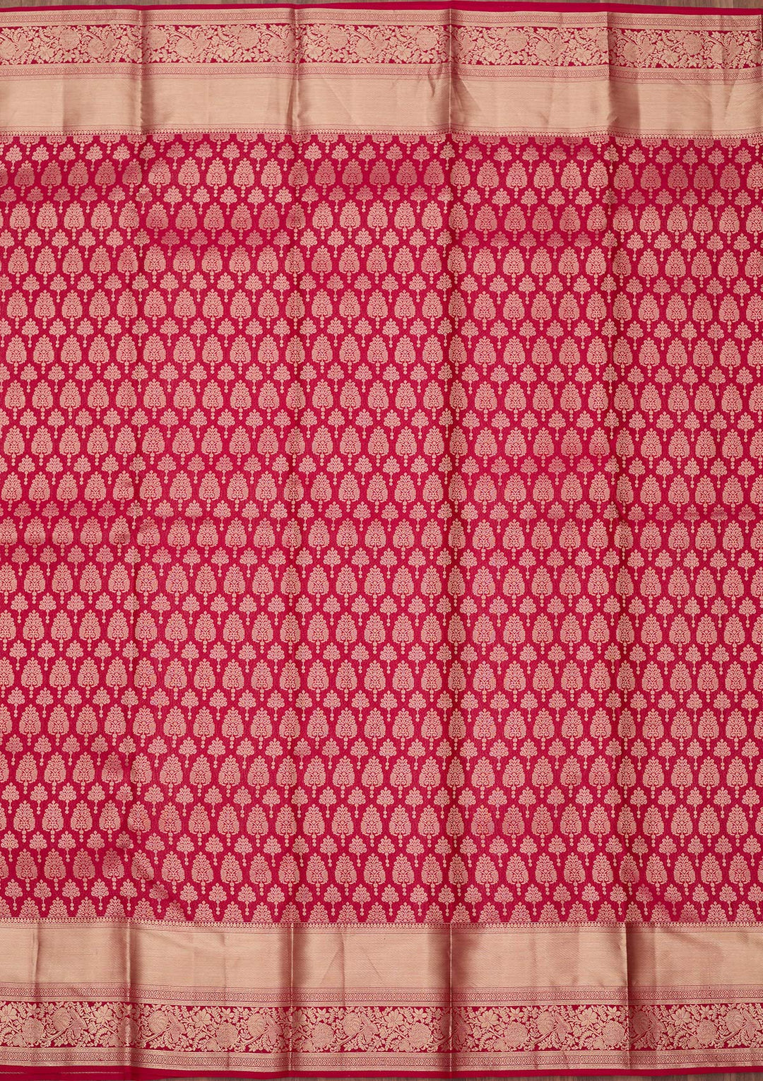 Rani Pink Silk Jaal Gold Zariwork Saree With Matching Blouse Piece