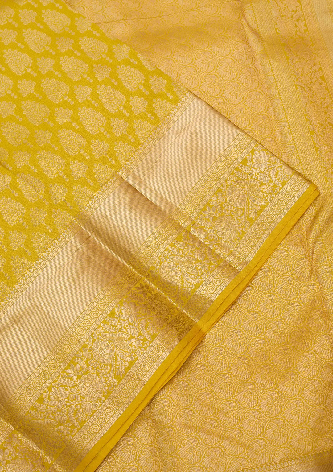 Yellow Silk Jaal Gold Zariwork Saree With Matching Blouse Piece