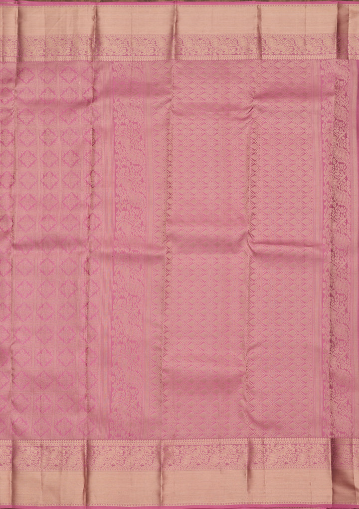 Onion Pink Silk Jaal Saree With Matching Blouse Piece