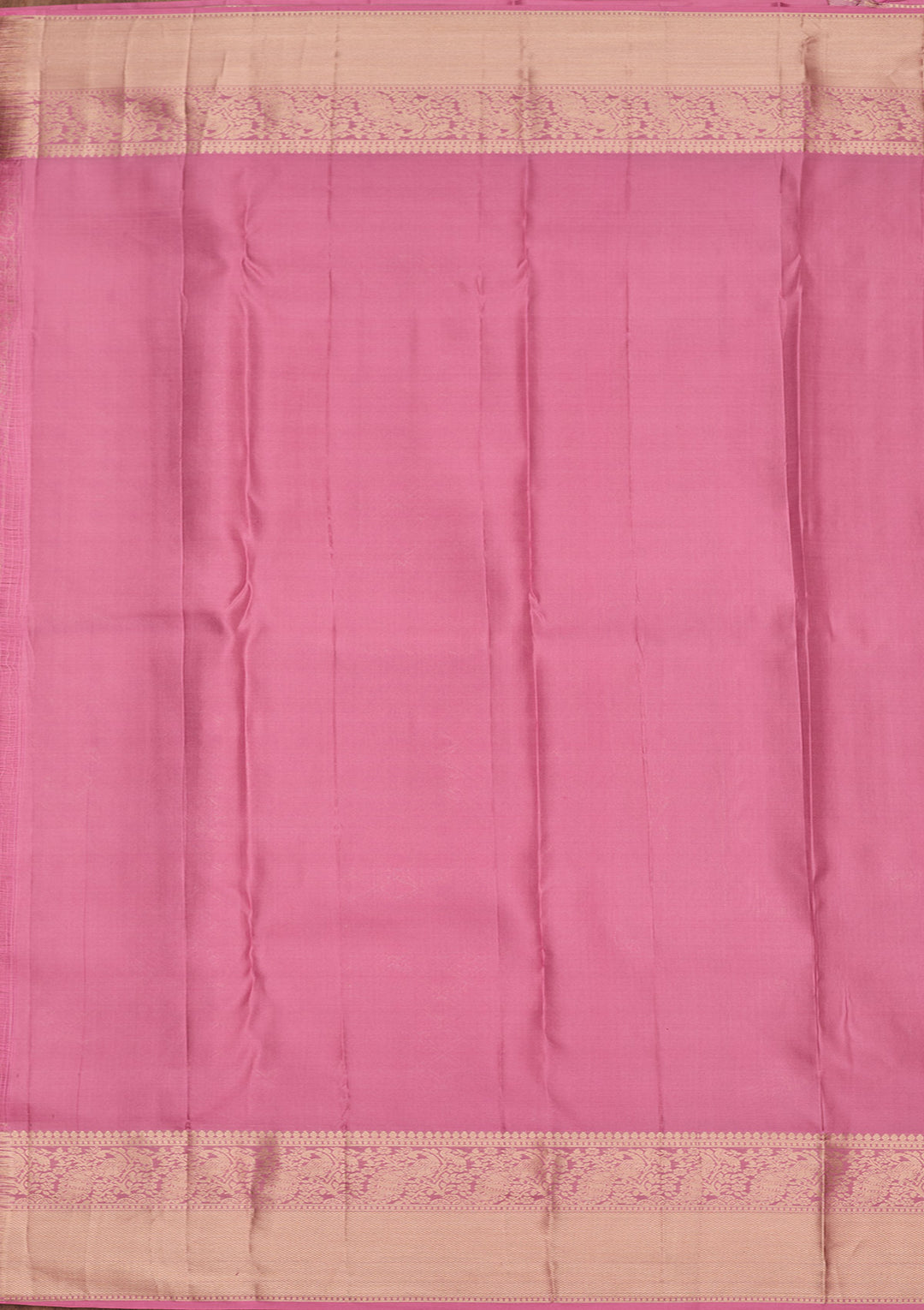 Onion Pink Silk Jaal Saree With Matching Blouse Piece