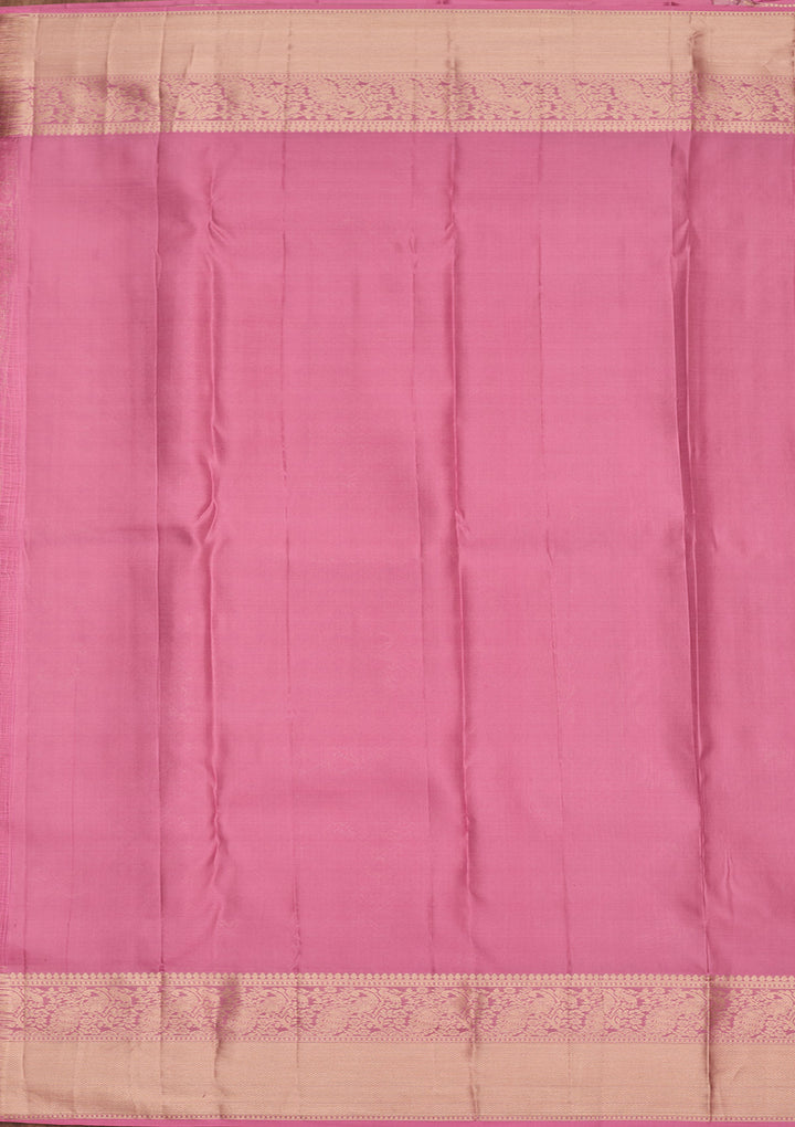 Onion Pink Silk Jaal Saree With Matching Blouse Piece