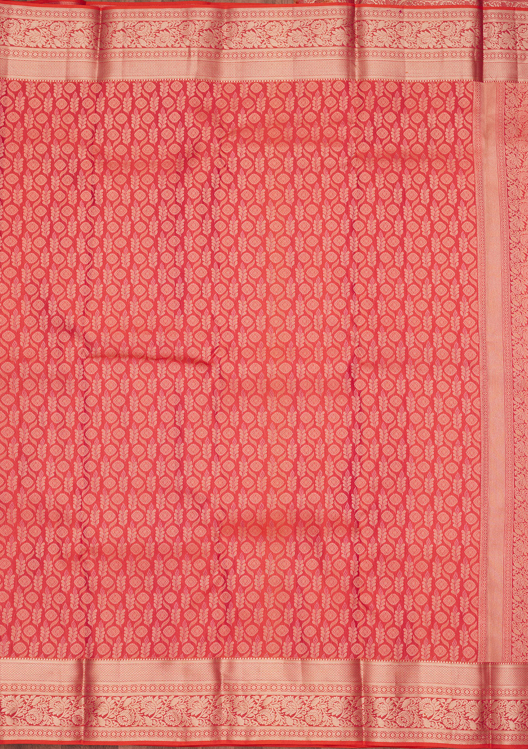 Orange Pure Silk Jaal Zariwork Saree With Matching Blouse Piece