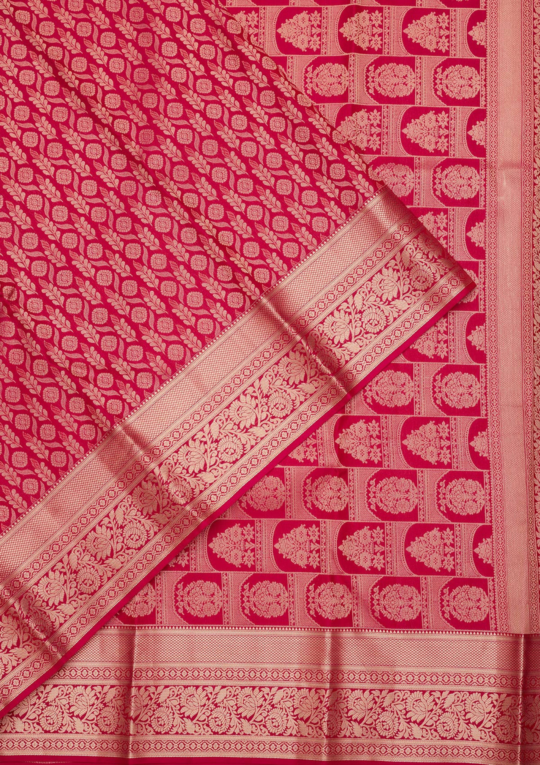 Rani Pink Silk Jaal Saree With Matching Blouse Piece