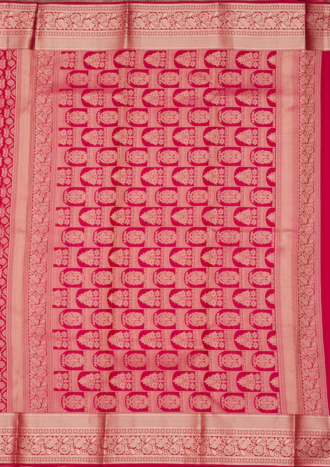Rani Pink Silk Jaal Saree With Matching Blouse Piece