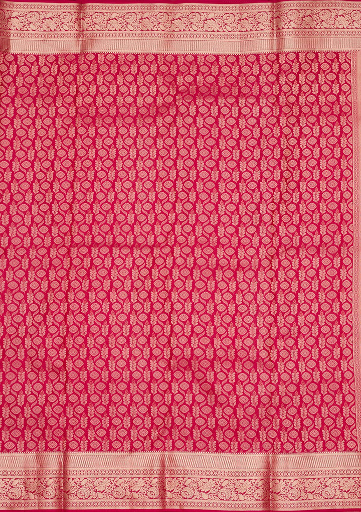 Rani Pink Silk Jaal Saree With Matching Blouse Piece