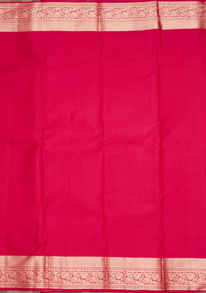 Rani Pink Silk Jaal Saree With Matching Blouse Piece
