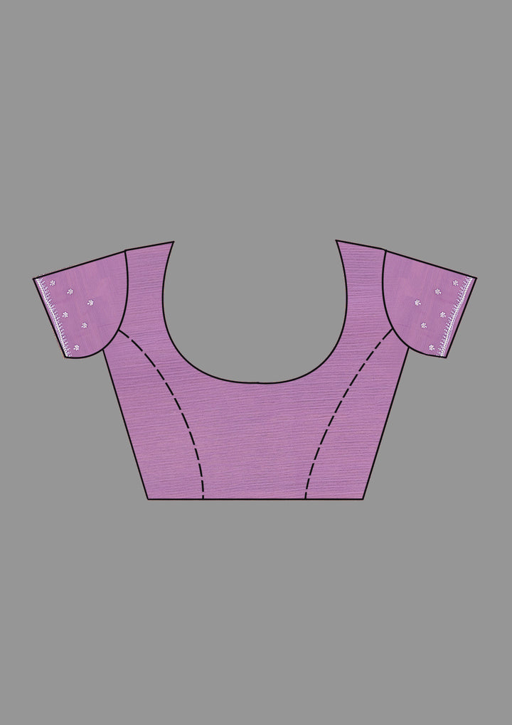 Purple Threadwork Chiffon Saree