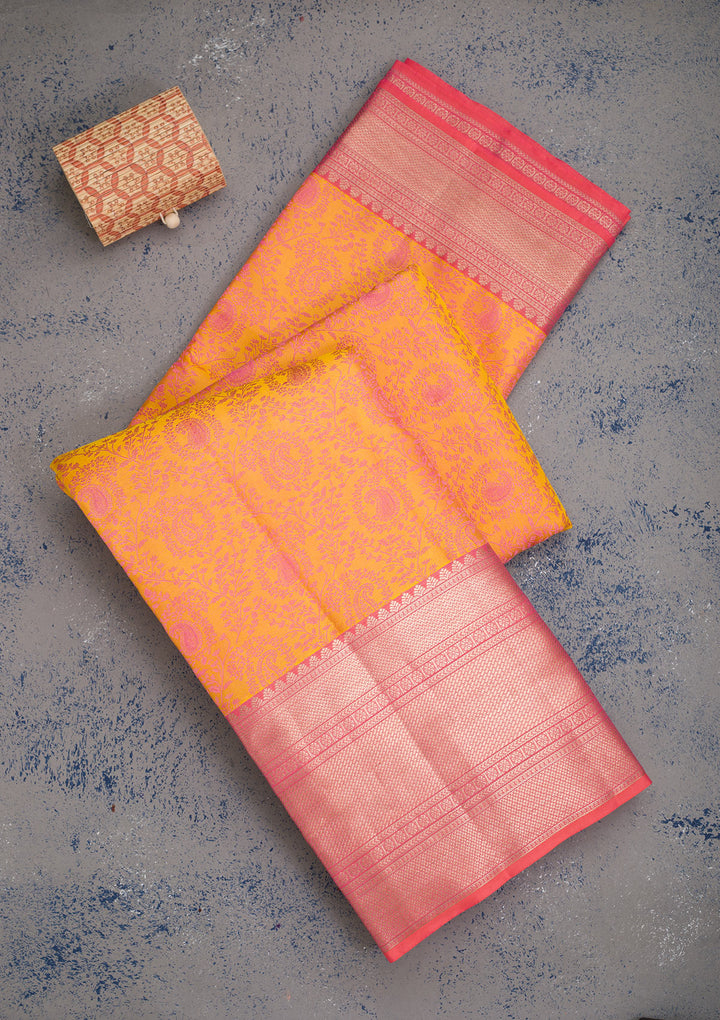 Mustard Zariwork Pure Silk Saree