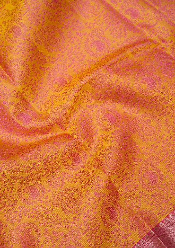Mustard Zariwork Pure Silk Saree