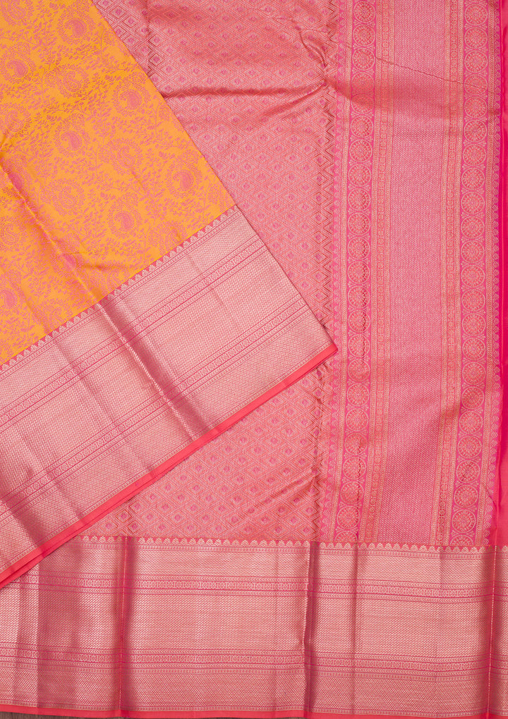 Mustard Zariwork Pure Silk Saree