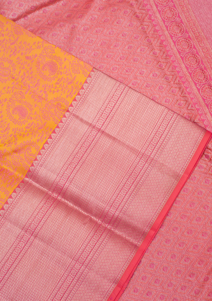 Mustard Zariwork Pure Silk Saree