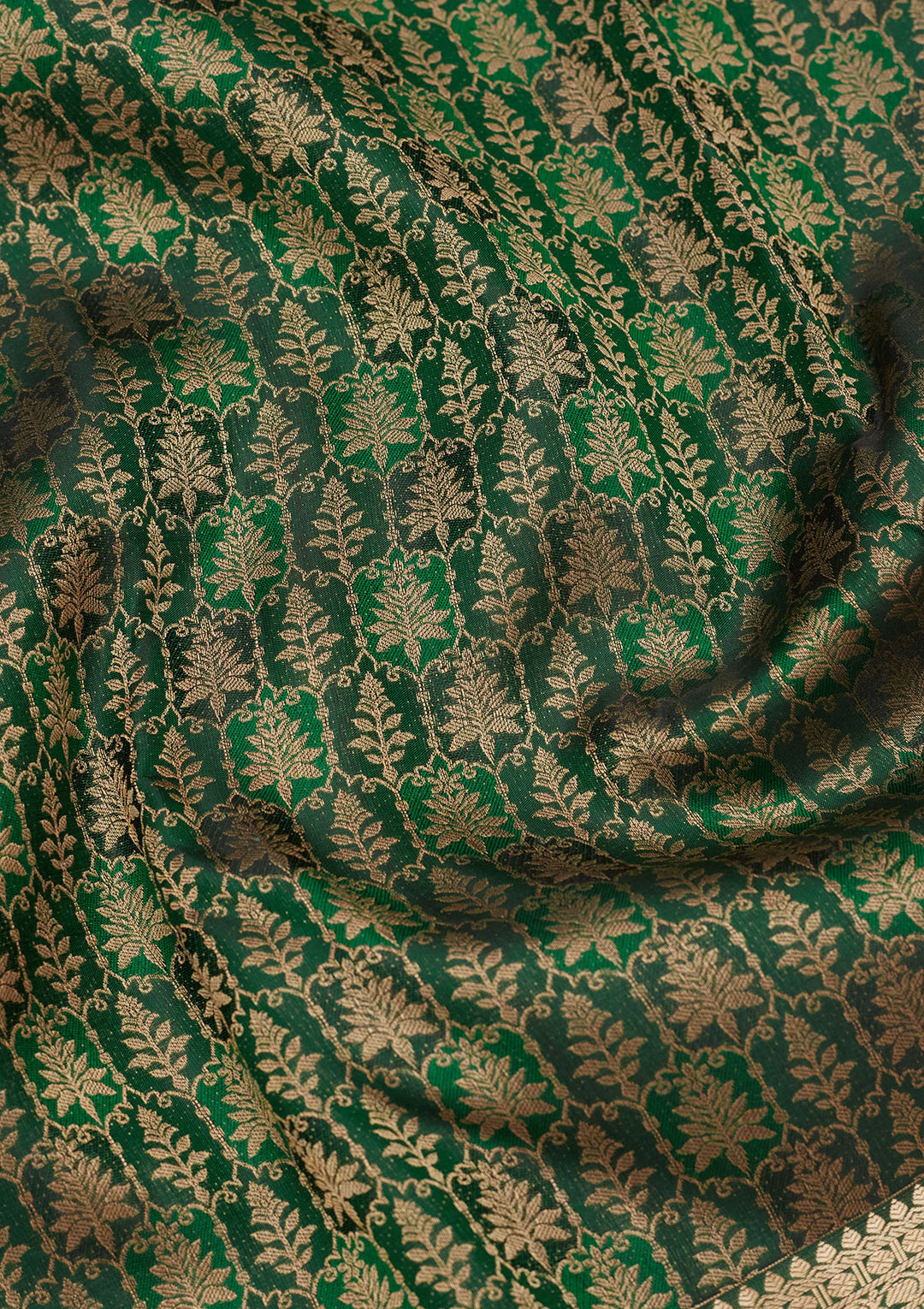 Bottle Green Silk Jaal Saree With Matching Blouse Piece