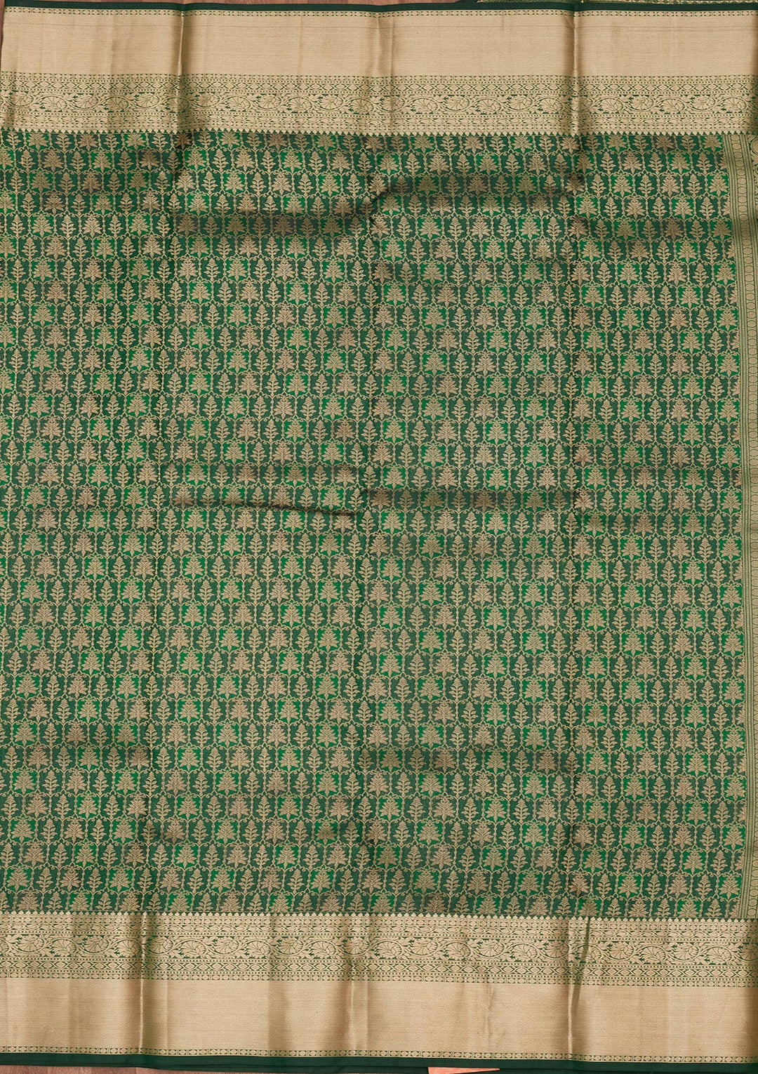 Bottle Green Silk Jaal Saree With Matching Blouse Piece