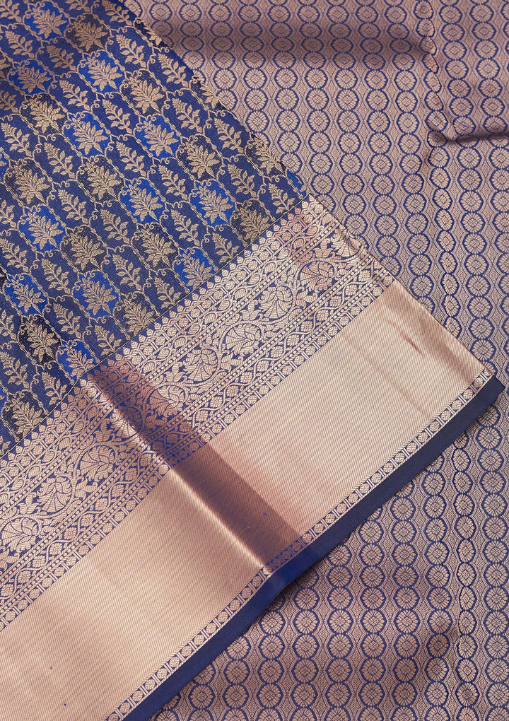 Navy Blue Zariwork Pure Silk Saree