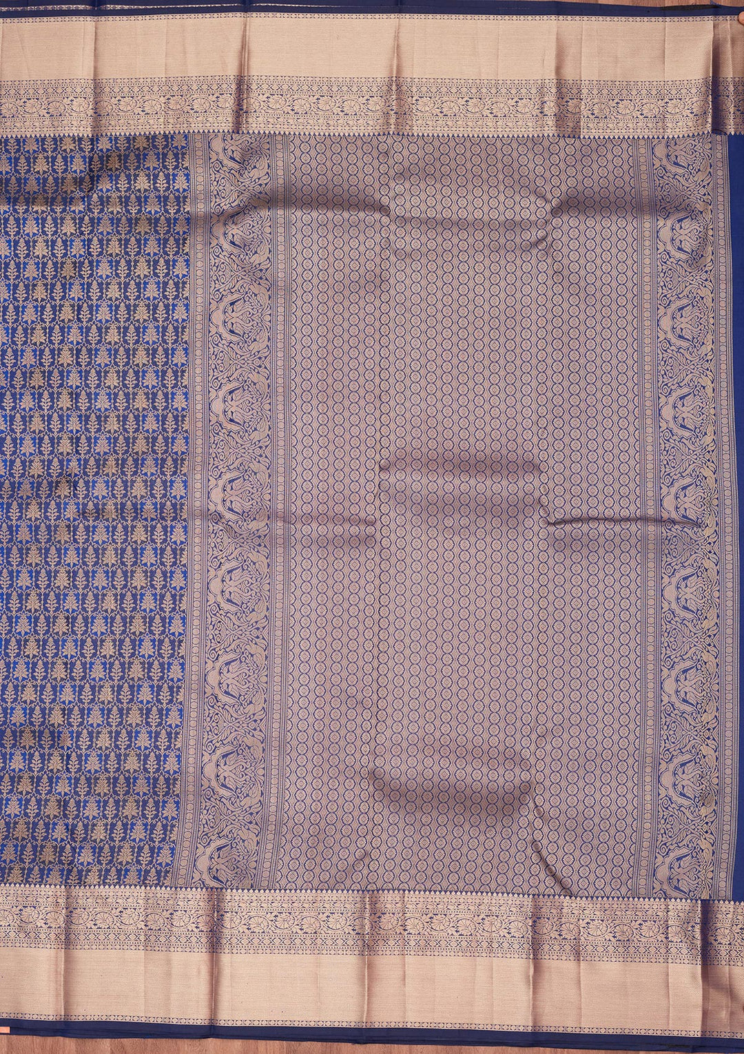 Navy Blue Zariwork Pure Silk Saree