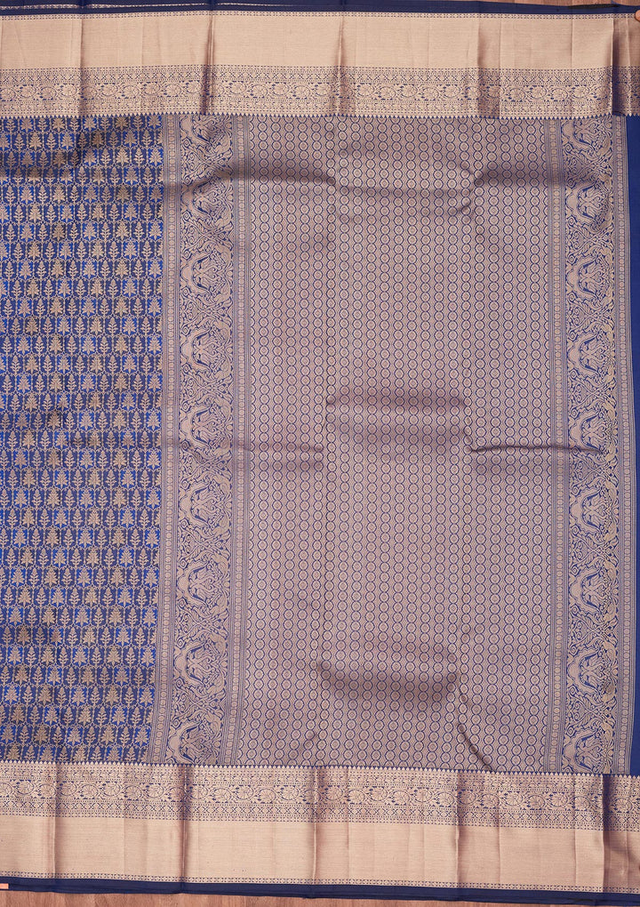 Navy Blue Zariwork Pure Silk Saree