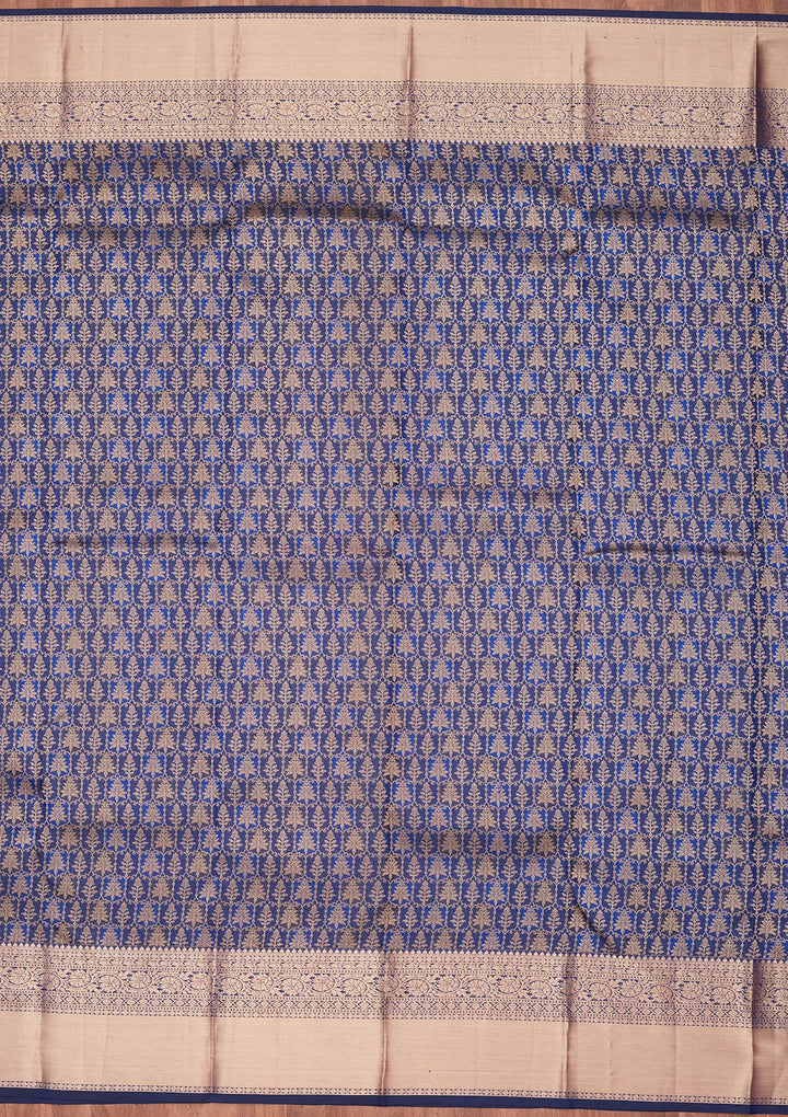 Navy Blue Zariwork Pure Silk Saree