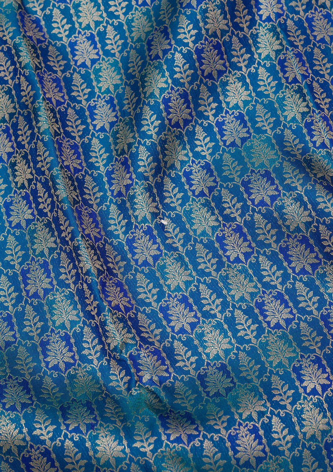 Royal Blue Pure Silk Jaal Zariwork Saree With Matching Blouse Piece